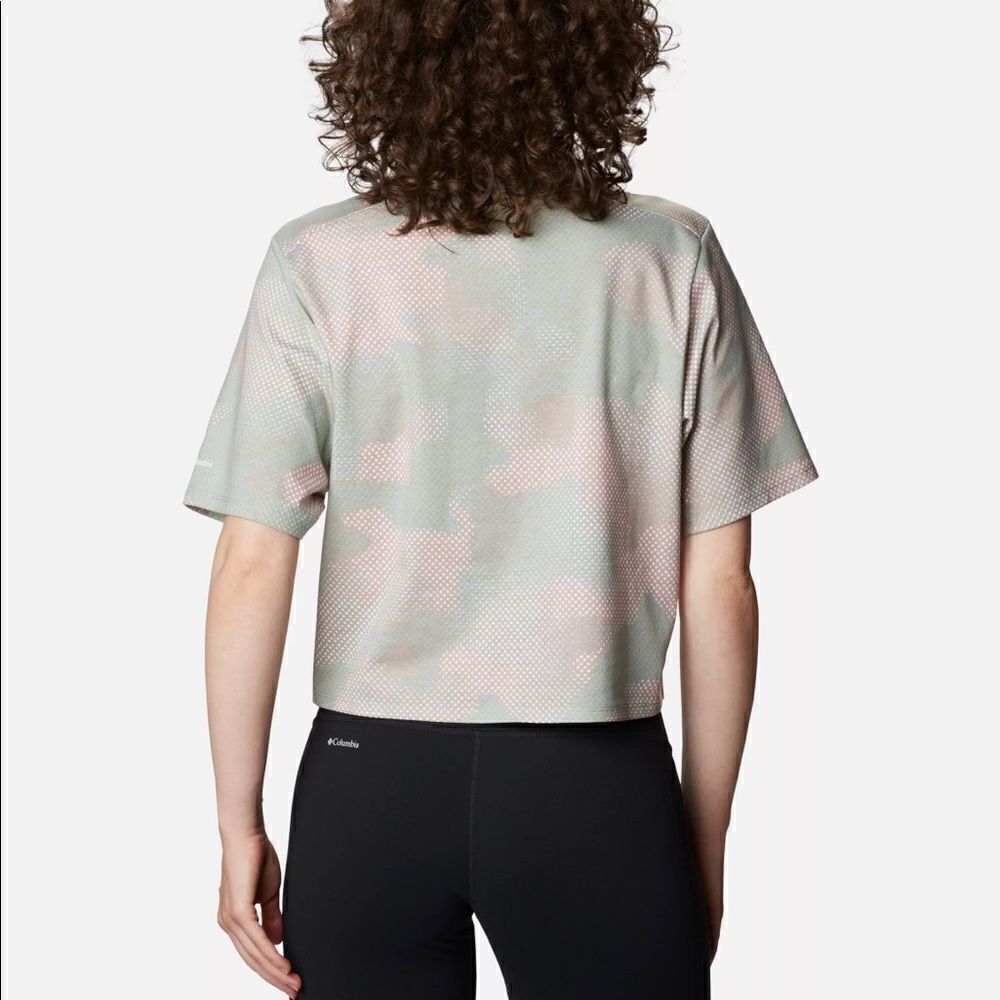 Columbia Park Box Aqua Tone Spotted Camo Boxy T-Shirt Women's Extra Large NWT - Picture 2 of 9